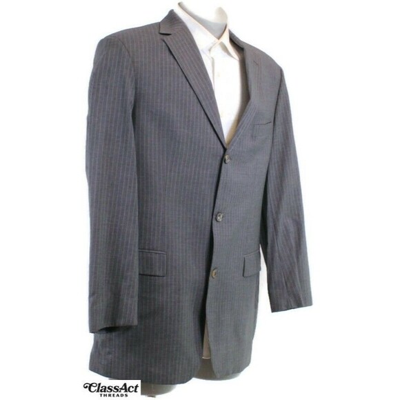 HUGO BOSS mens Solid Charcoal Gray Wool Sport Coat Suit Jacket Blazer 42L - Picture 1 of 7